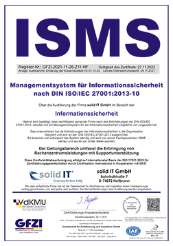 ISO27001-Zertifikat 2021/2022